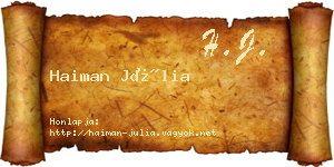 Haiman Júlia névjegykártya